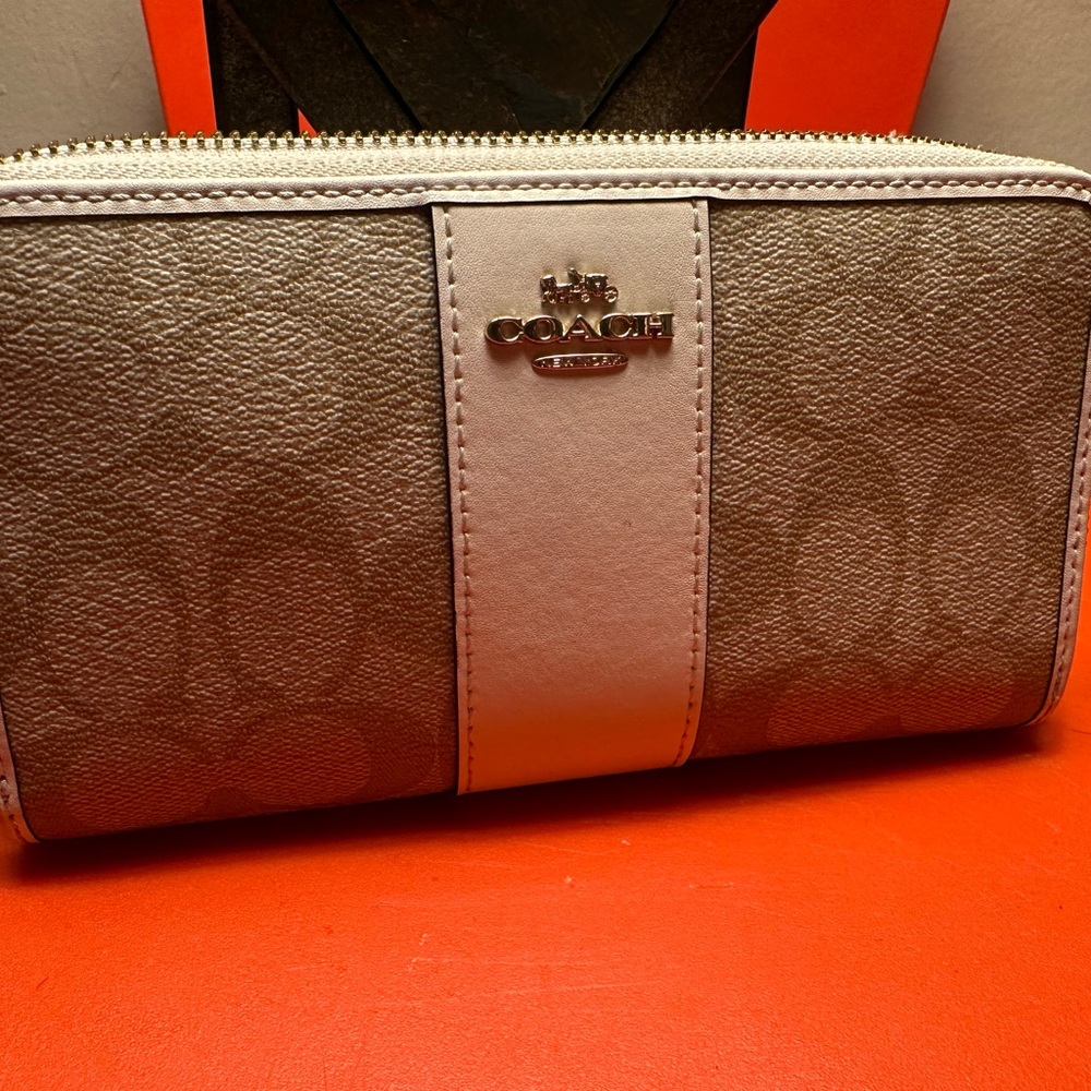 Coach Brown and Cream Signature Wallet